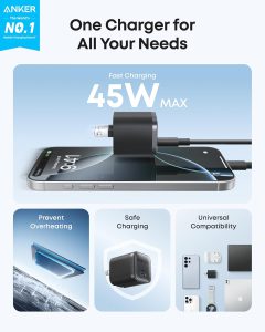 شارژر و کابل ۴۵W انکر مدل Anker b2692موبوشیراز